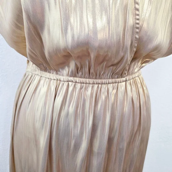 Zadig & Voltaire Ritmic gold satin dress maxi metallic goddess draped size large - Picture 4 of 7